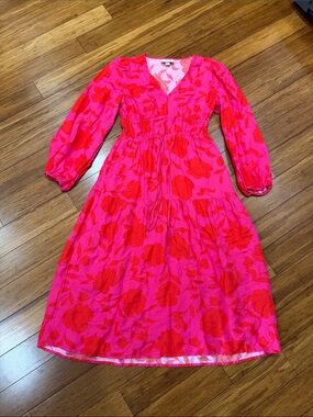 Kate Spade x Target Classic Rose Linen Long Sleeve Maxi Dress XS